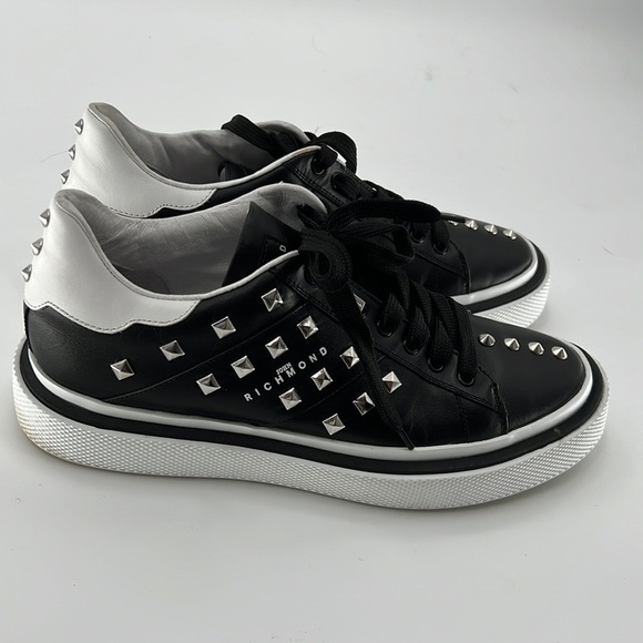 John Richmond black white studded athletic shoes size 10 - Picture 11 of 15